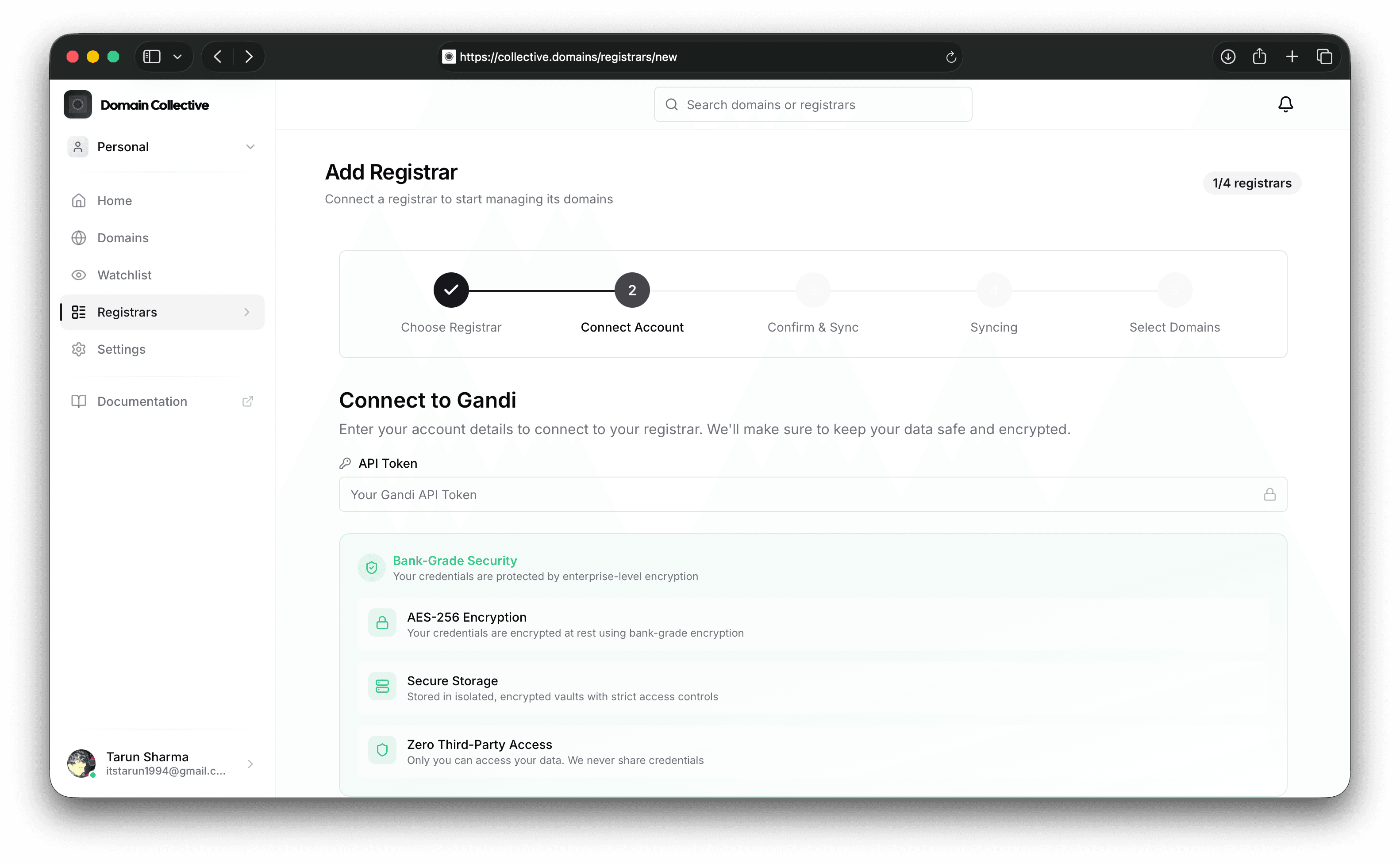 Gandi integration form