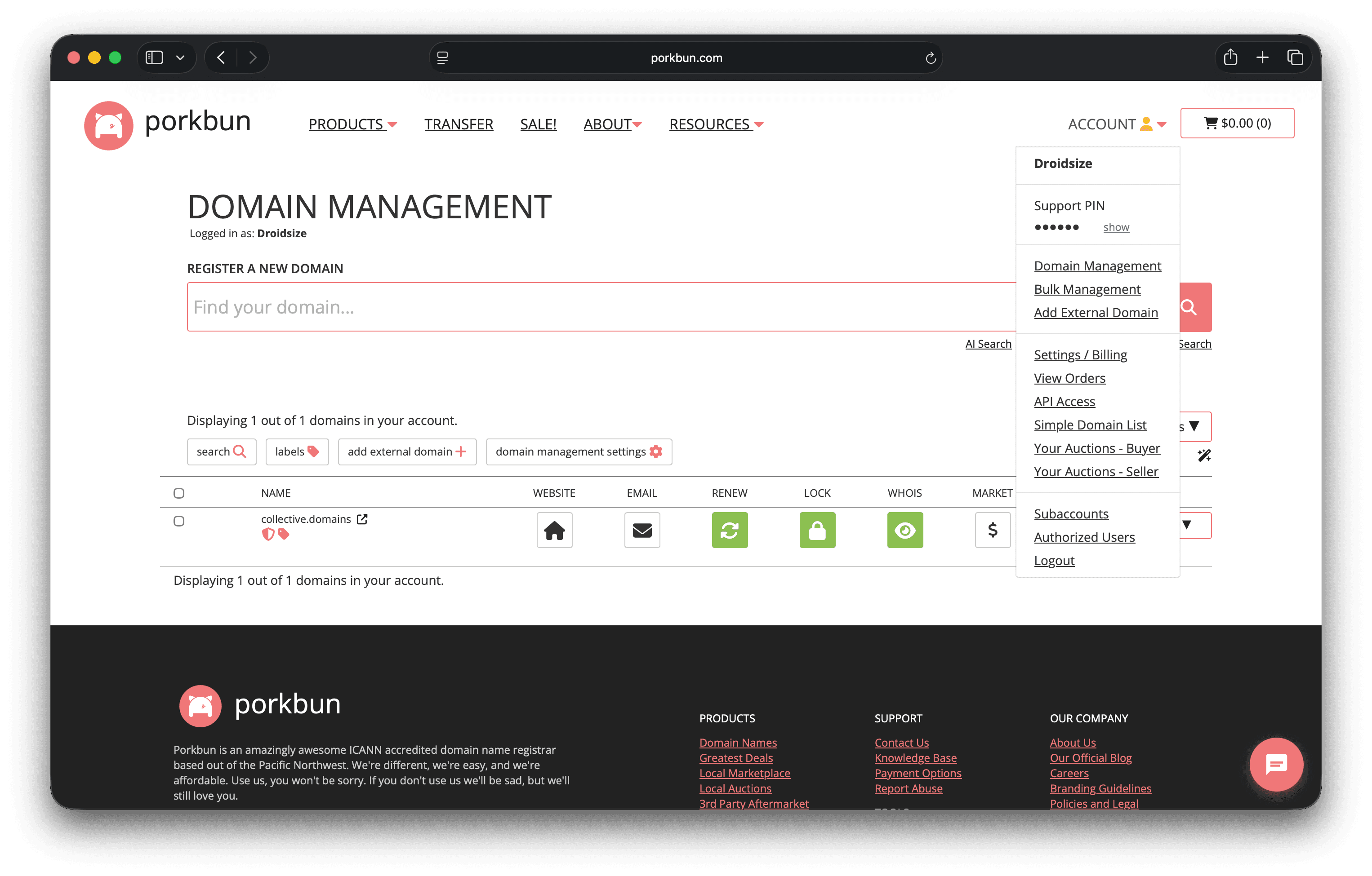 Porkbun API access navigation